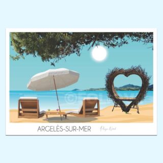 Affiche Cœur Argelès-sur-Mer plage par la marque Foliove Foliove - Affiche Cœur Argelès-sur-Mer plage
