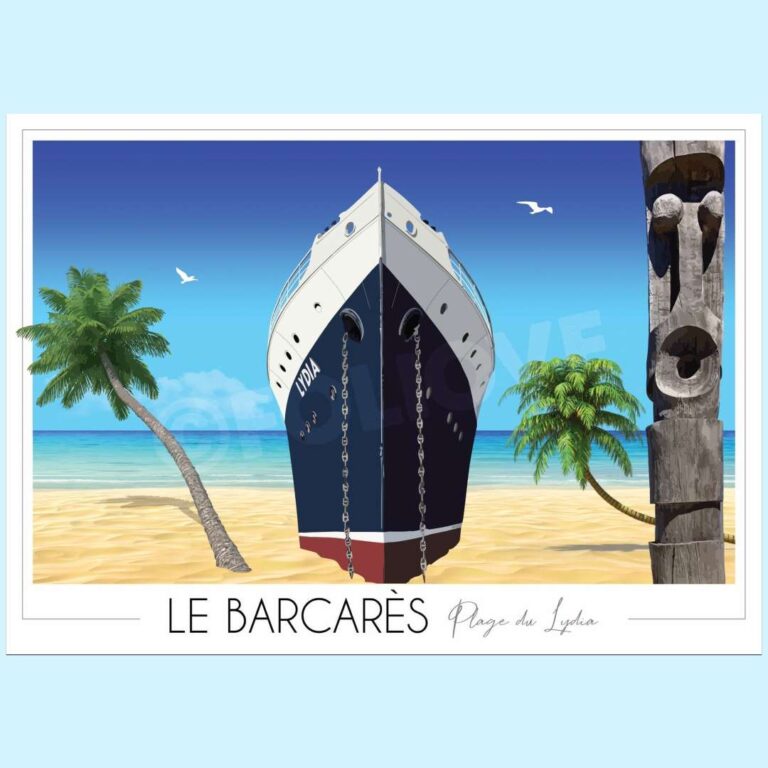 barcares lydia 1 min Foliove - Affiche du Barcarès Lydia – 100x140 cm (B0)