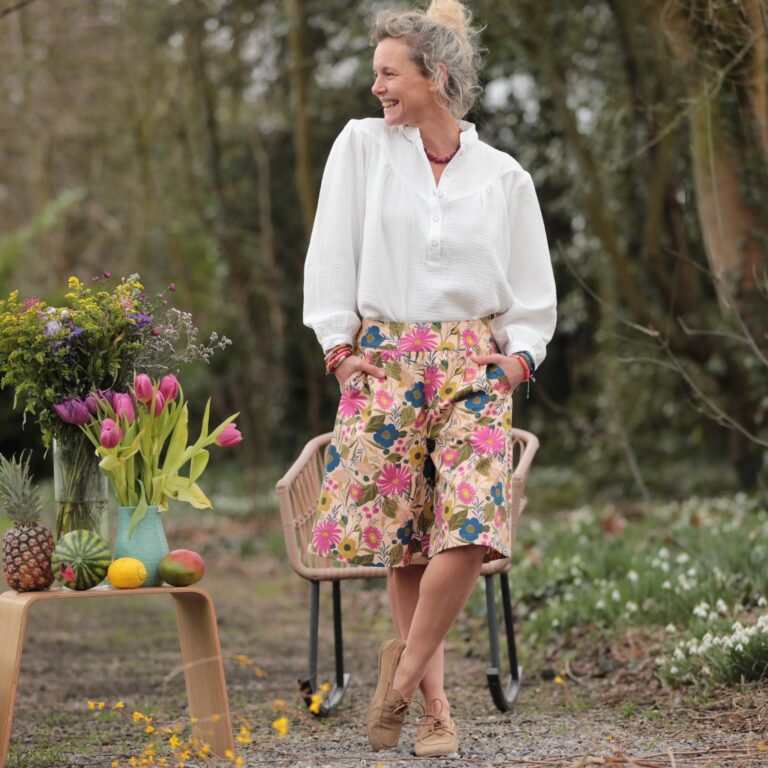 Quintessence - Bermuda Eline - Toile de coton Jardin éclatant – XXL