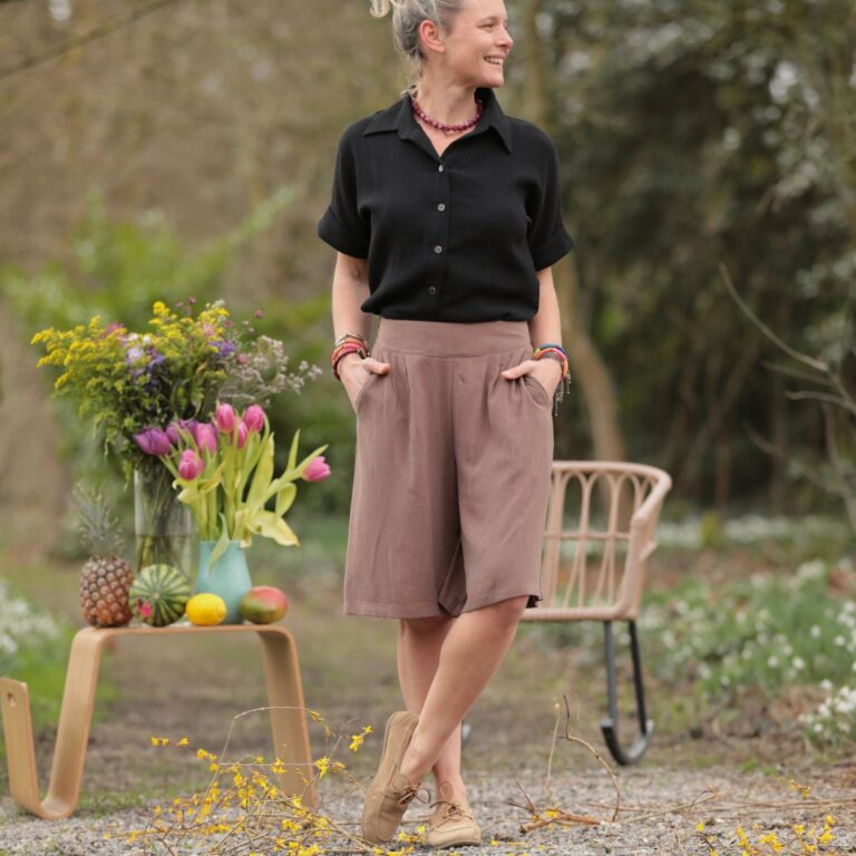 Quintessence - Bermuda Eline - Viscose/lin moka – L