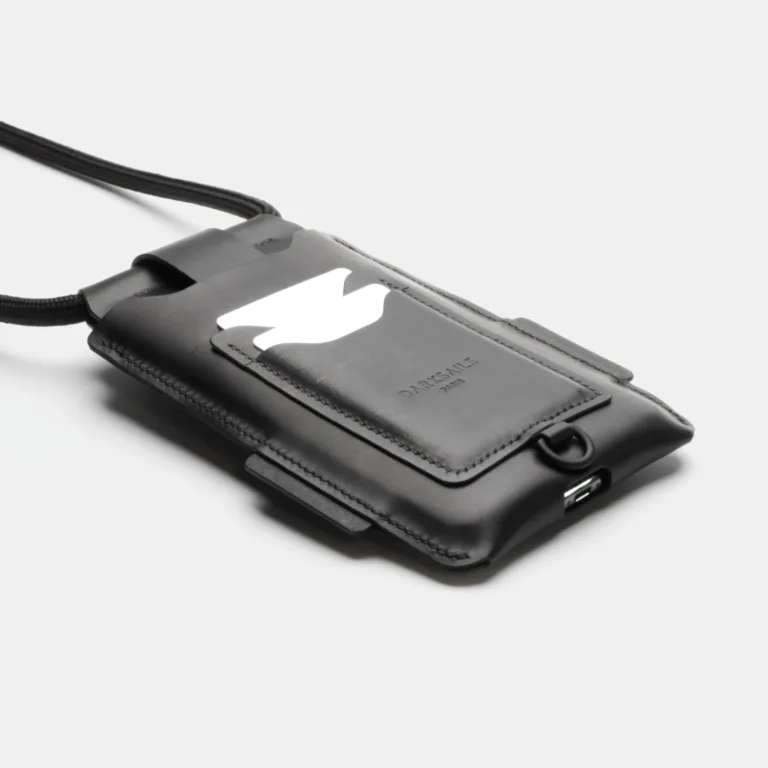 Darksails - Pochette Téléphone de Voyage en Cuir Noir