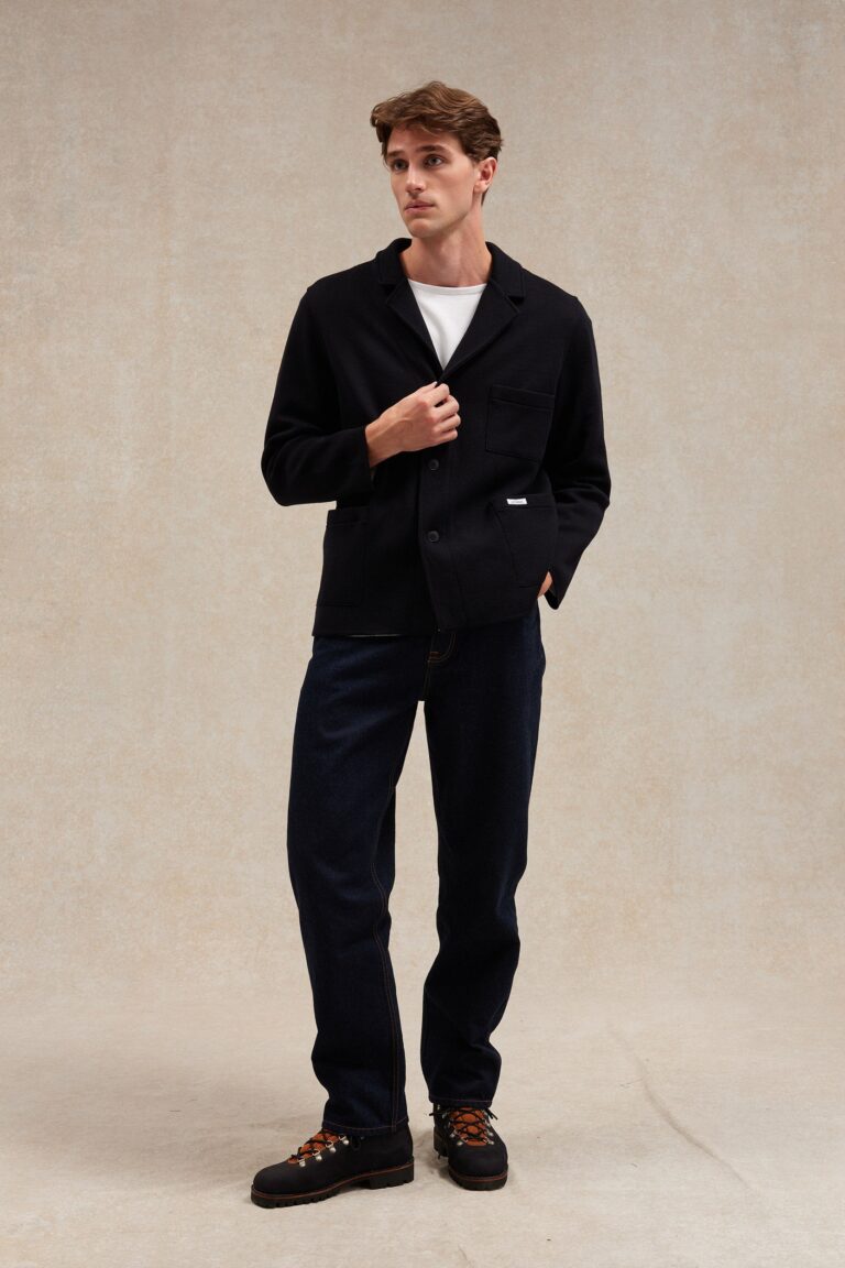 Le Minor - Blazer Milano bleu marine en laine mérinos pour homme – XL