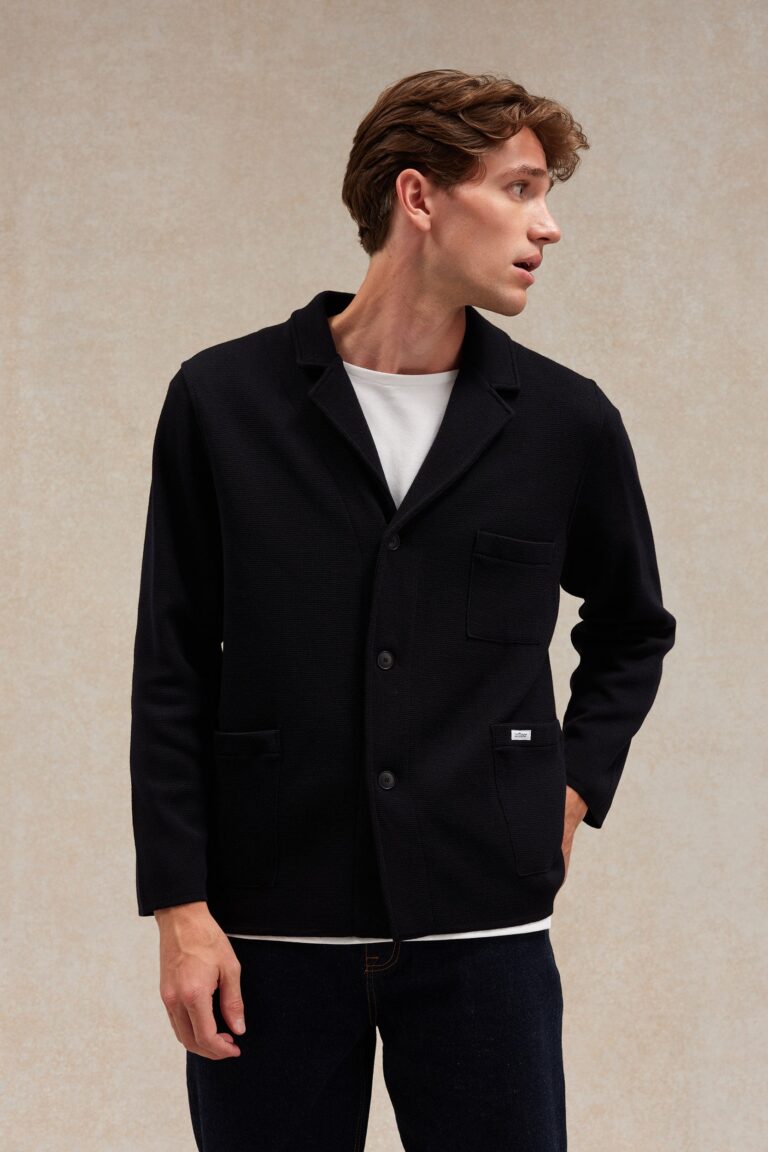 Le Minor - Blazer Milano bleu marine en laine mérinos pour homme – XL