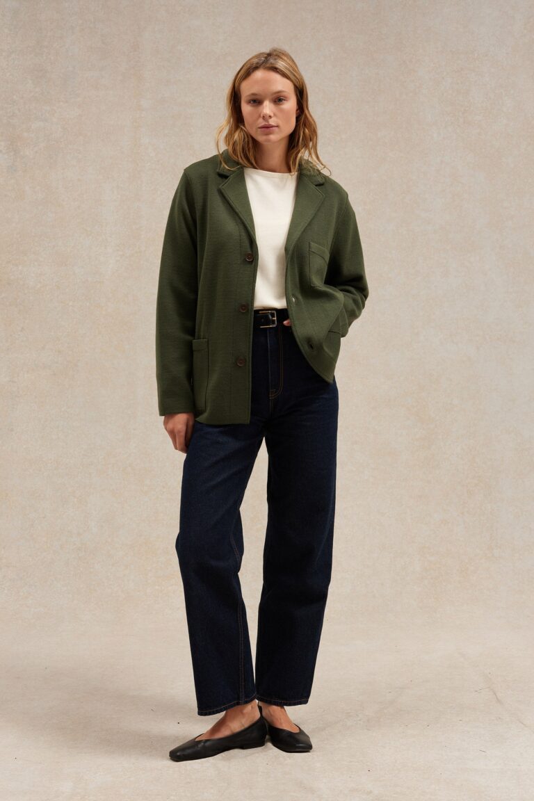 Le Minor - Blazer Milano olive en laine mérinos pour femme – XXL