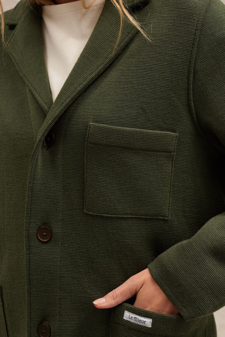 Le Minor - Blazer Milano olive en laine mérinos pour femme – XXL