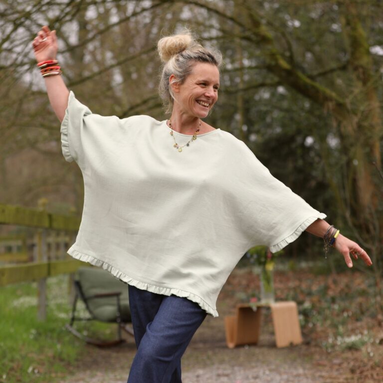 Quintessence - Blouse Annette – Gaze Armurée Vert Amande – Taille unique