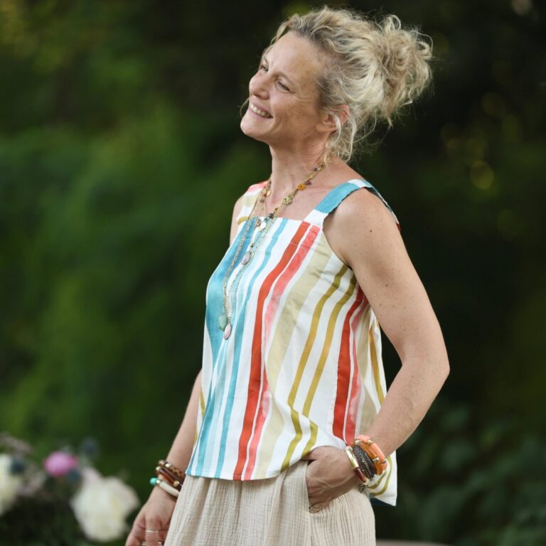 Quintessence - Blouse Florence – Coton Aquarelle côtière – XL