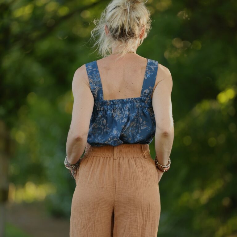 Quintessence - Blouse Florence – Coton lavé Bleu de Serre – XXL