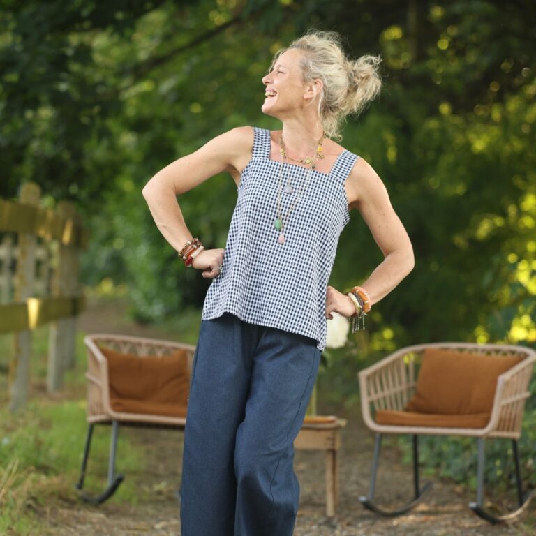 Quintessence - Blouse Florence – Coton vichy marine – XL