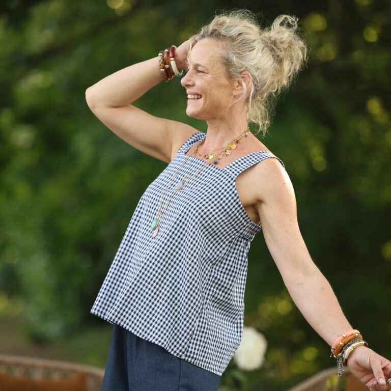 Quintessence - Blouse Florence – Coton vichy marine – XL