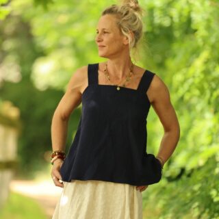 Quintessence - Blouse Florence – Double gaze de coton bleu nuit