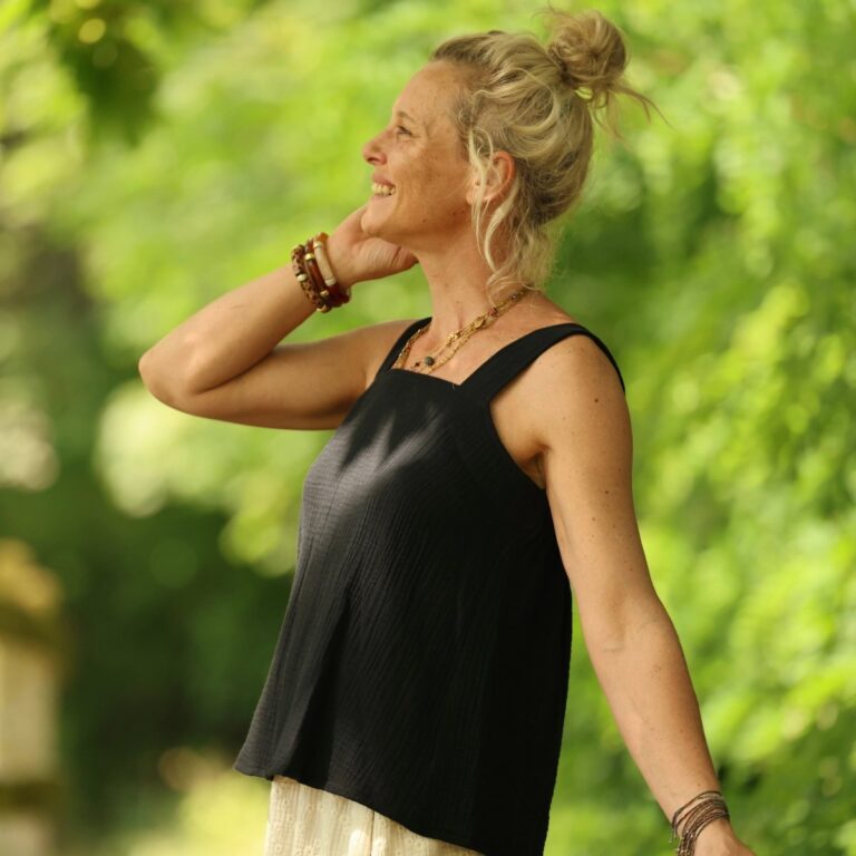 Quintessence - Blouse Florence – Double gaze de coton noire – XXL