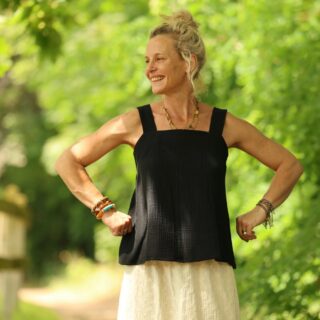 Quintessence - Blouse Florence – Double gaze de coton noire