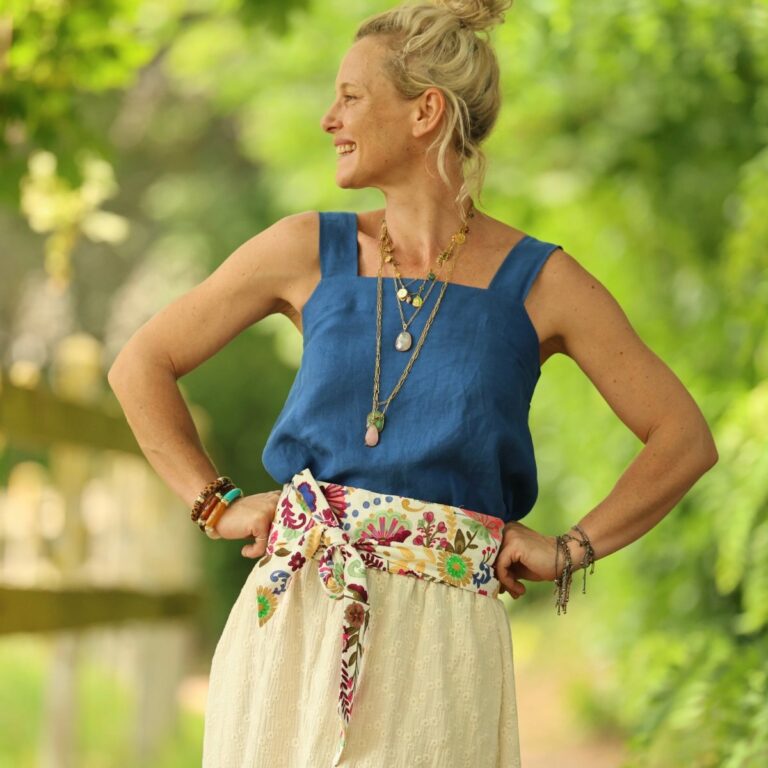 Quintessence - Blouse Florence – Lin bleu majorelle – XXL