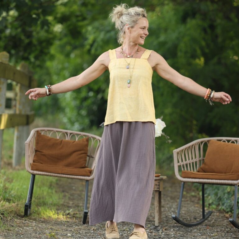 Quintessence - Blouse Florence – Lin chiné jaune doux – XXL