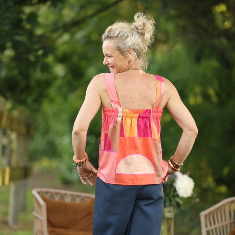 Quintessence - Blouse Florence – Satin de coton soleil couchant – XXL