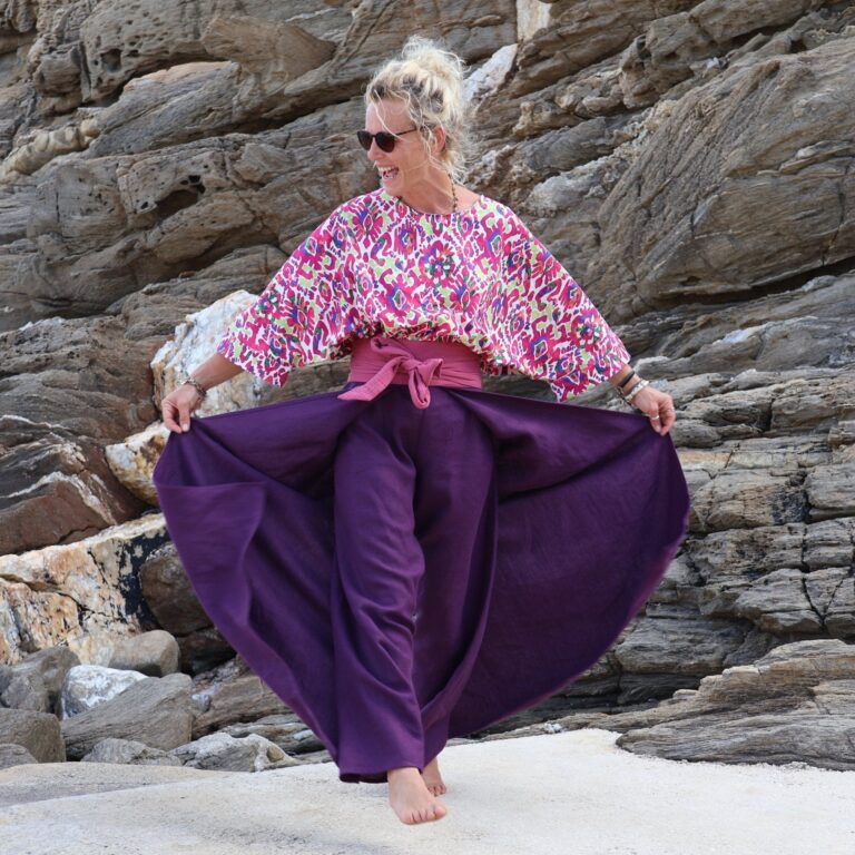 Quintessence - Blouse Nao - popeline de coton picturale fushia – Taille unique