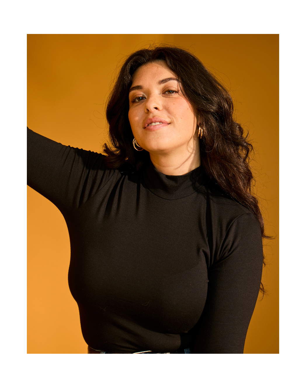 body coton modal manches longues col montant Noir
