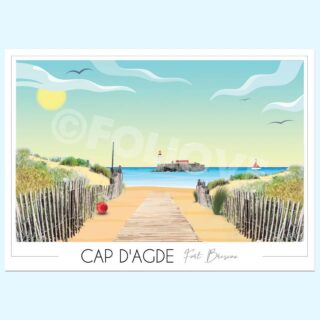 Affiche Cap d’Agde Fort Brescou par la marque Foliove Foliove - Affiche Cap d’Agde Fort Brescou
