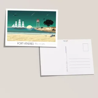 Foliove - Carte postale Port Vendres – Phare et voilier