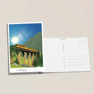 Carte postale Train Jaune Pont Séjourné par la marque Foliove Foliove - Carte postale Train Jaune Pont Séjourné