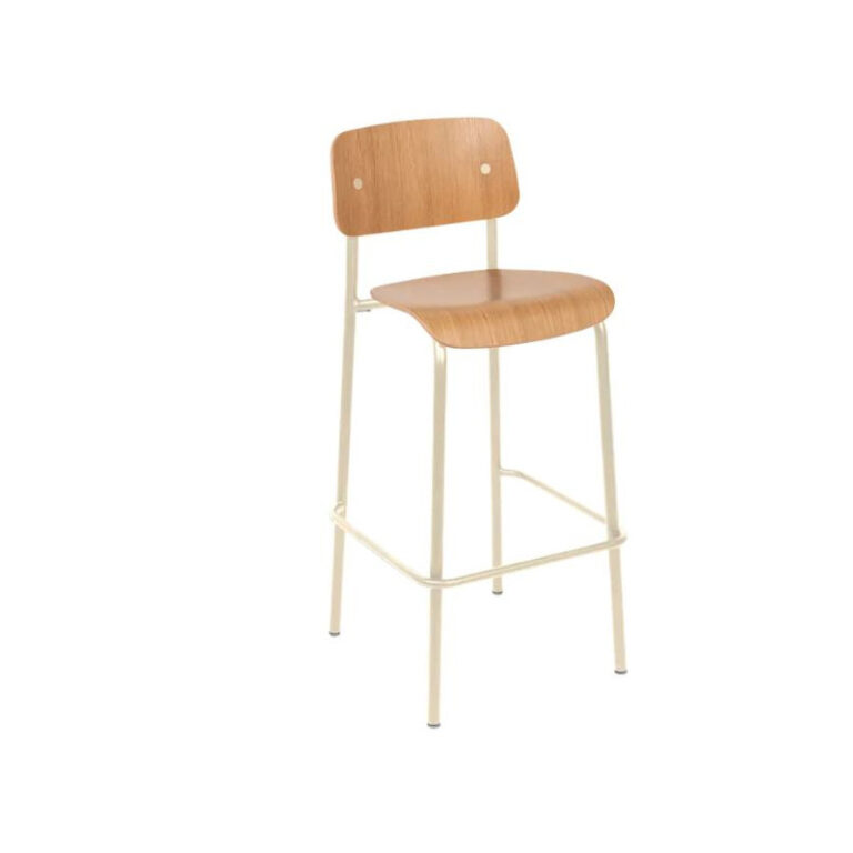 FERMOB - Chaise haute de bar FERMOB Studie chêne H.75cm en bois et métal - 25 coloris