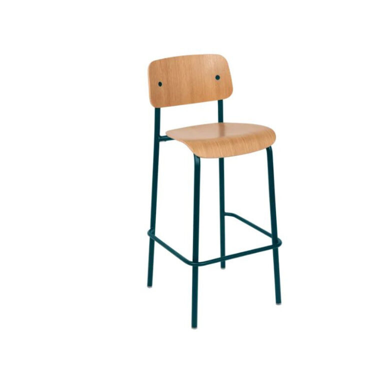 FERMOB - Chaise haute de bar FERMOB Studie chêne H.75cm en bois et métal - 25 coloris