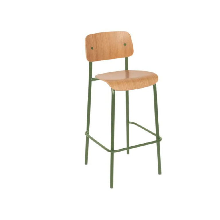 FERMOB - Chaise haute de bar FERMOB Studie chêne H.75cm en bois et métal - 25 coloris
