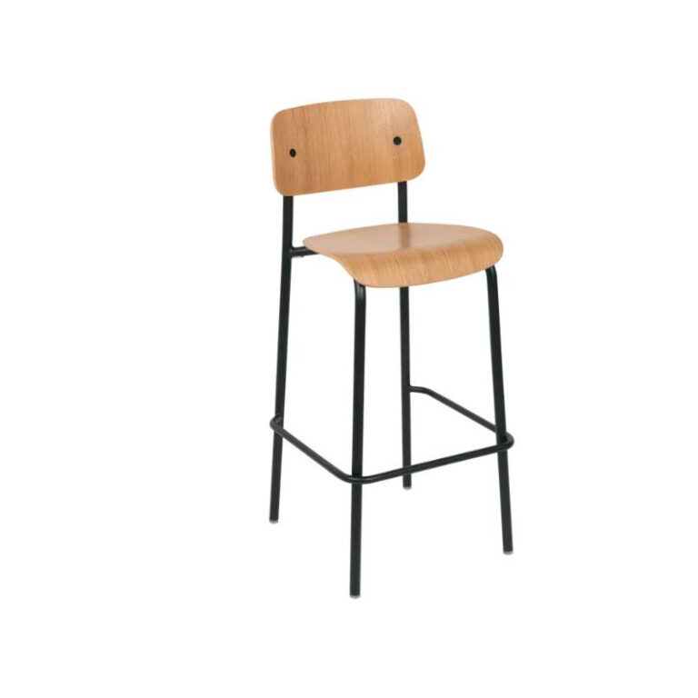 FERMOB - Chaise haute de bar FERMOB Studie chêne H.75cm en bois et métal - 25 coloris