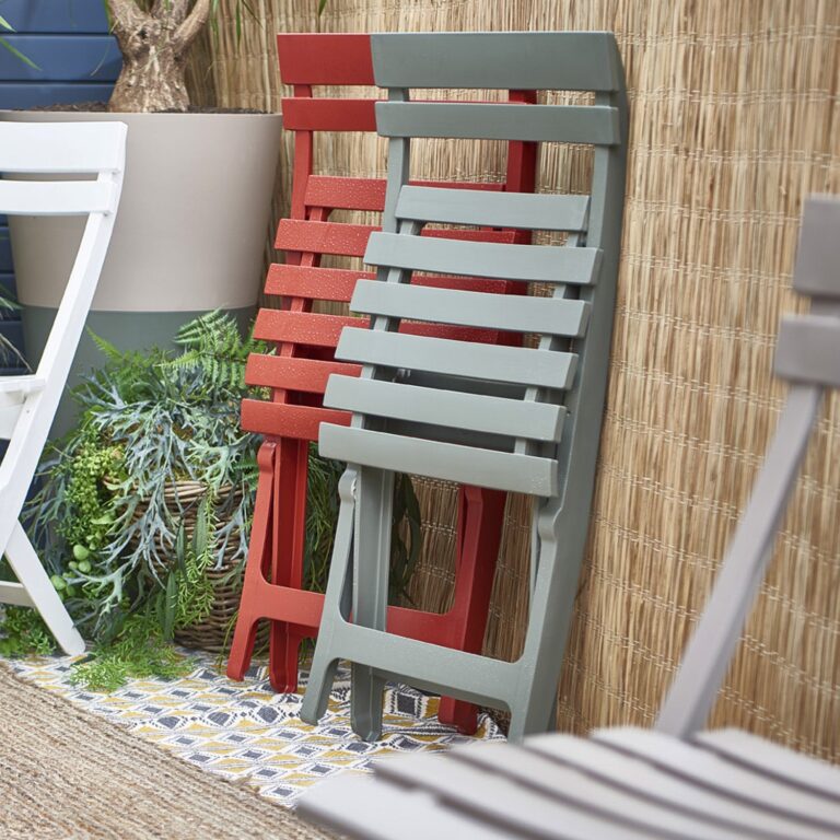 Grosfillex - Lot table Vega 118 x 77 cm + 4 chaises Miami pliantes – Sorbet melon