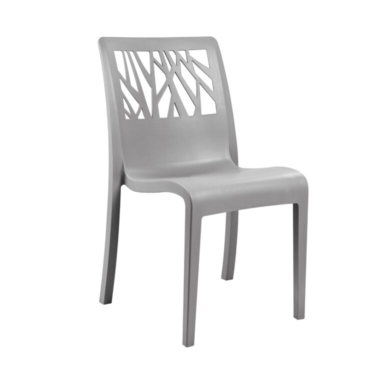 Grosfillex - Lot table Carreaux de ciment 165 x 100 + 6 chaises Vegetal gris Platinium