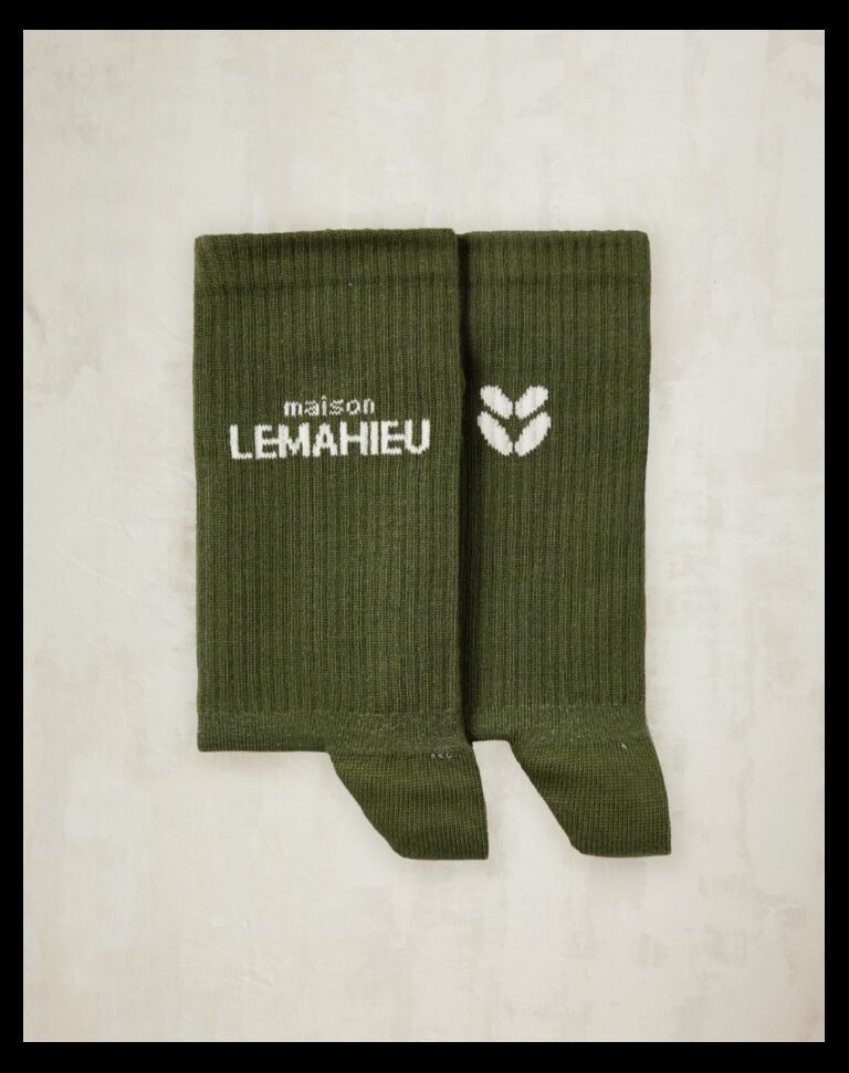 Maison Lemahieu - Chaussettes unisexe Tennis - Kaki / Ecru – Taille unique