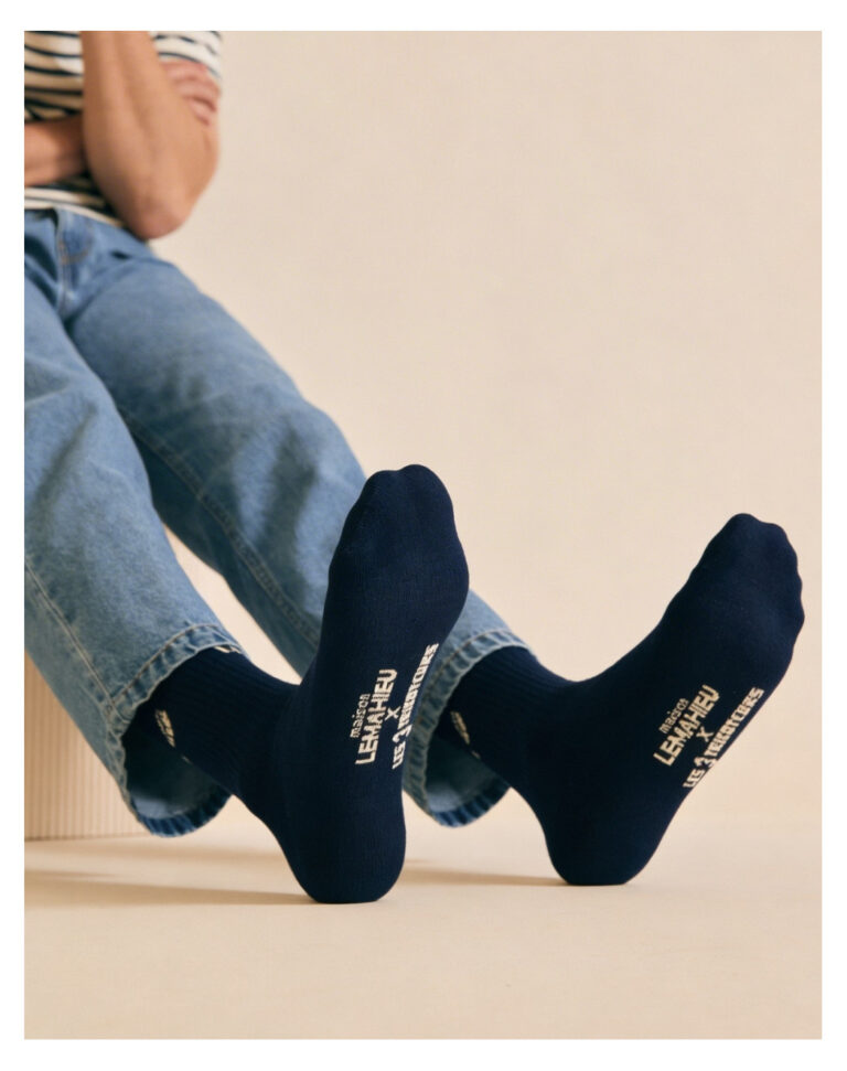 Maison Lemahieu - Chaussettes unisexe Tennis - Marine / Ecru – Taille unique