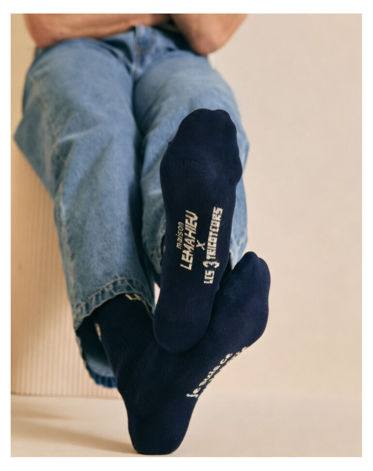 Maison Lemahieu - Chaussettes unisexe Tennis - Marine / Ecru – Taille unique