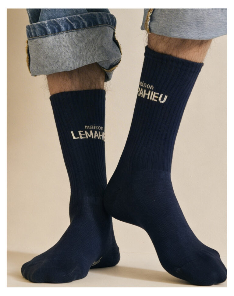 Maison Lemahieu - Chaussettes unisexe Tennis - Marine / Ecru – Taille unique