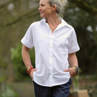 Chemise Honorine – Seersucker blanc par la marque Quintessence Quintessence - Chemise Honorine – Seersucker blanc