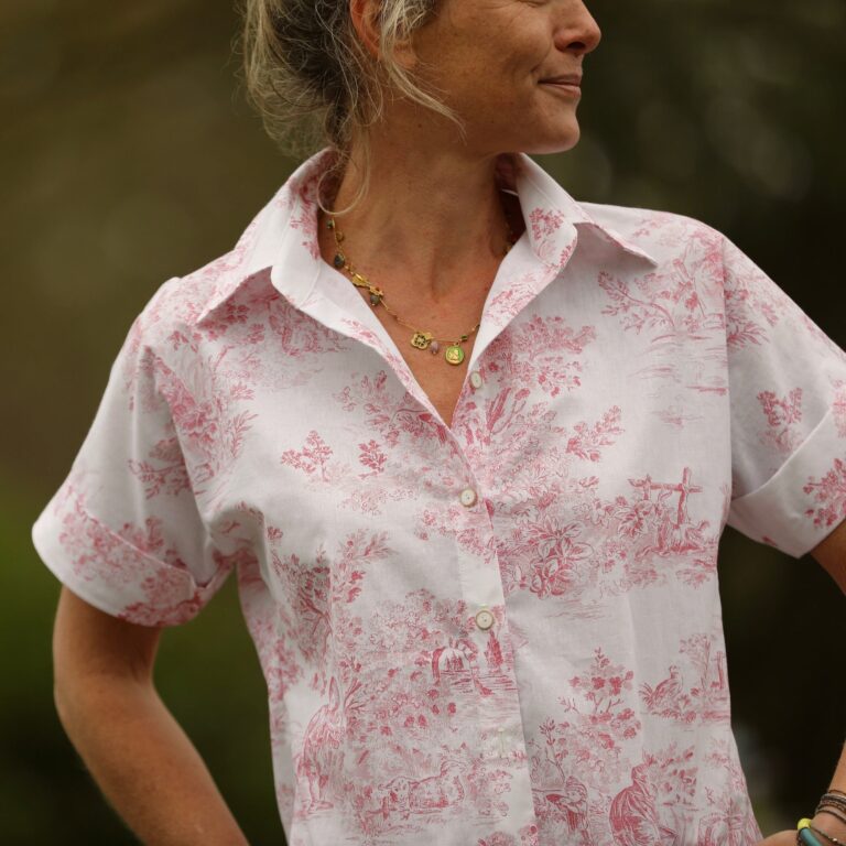 Meta SS25 - Chemise Honorine - Toile de Jouy framboise – XL