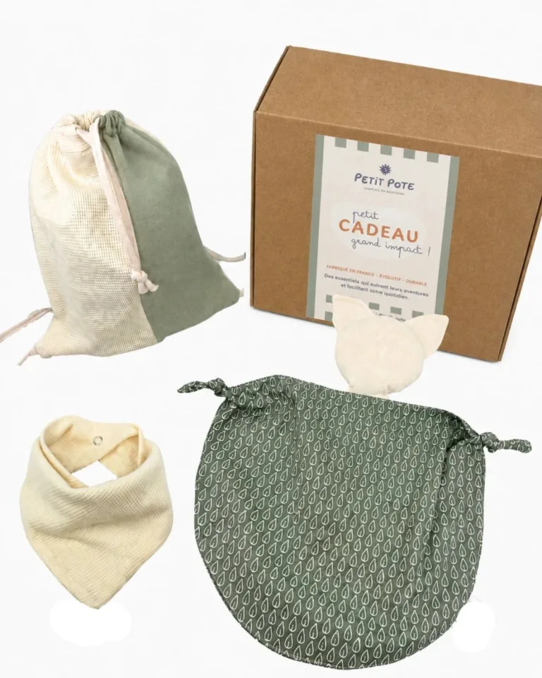 Petit Pote - Coffret naissance Doudou Bavoir – Taille unique / Sauge