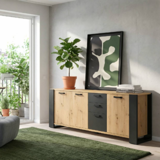 Buffet décor bois 3 portes 220 cm Pippa par la marque Camif Camif - Buffet décor bois 3 portes 220 cm Pippa