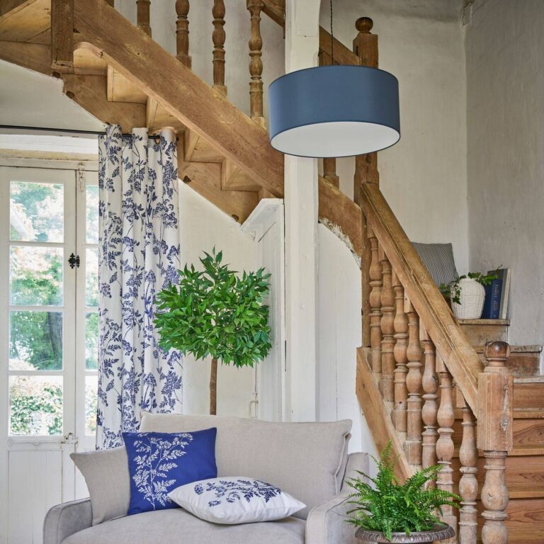 ESSENTIELS PAR CAMIF - Abat-jour pour suspension tissu bleu marine 60 cm Raphaëllia