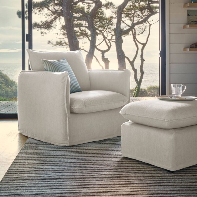 CAMIF SIGNATURE - Pouf tissu effet lin Orphée