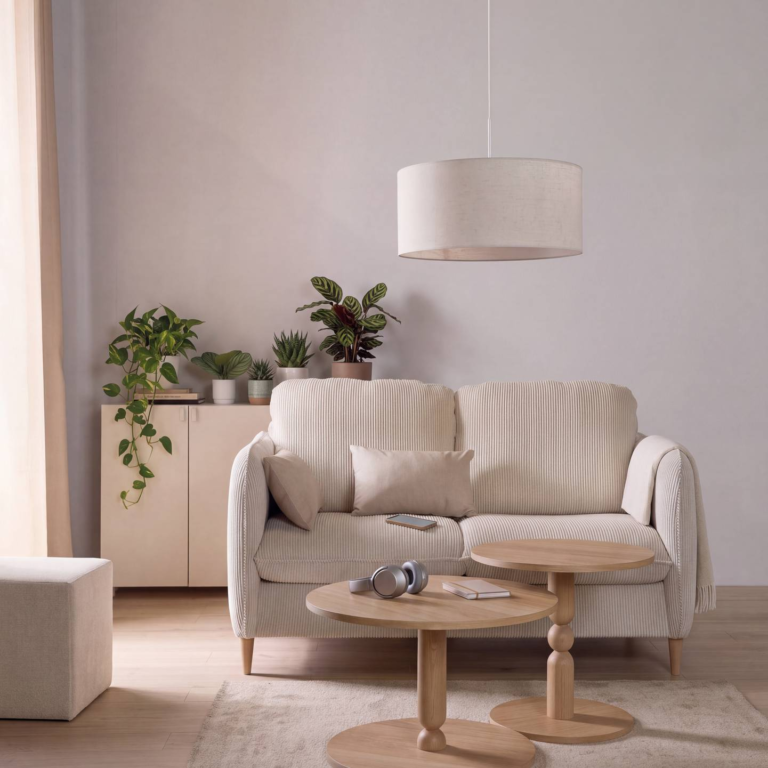 ESSENTIELS PAR CAMIF - Abat-jour pour suspension lin 60 cm Roseline