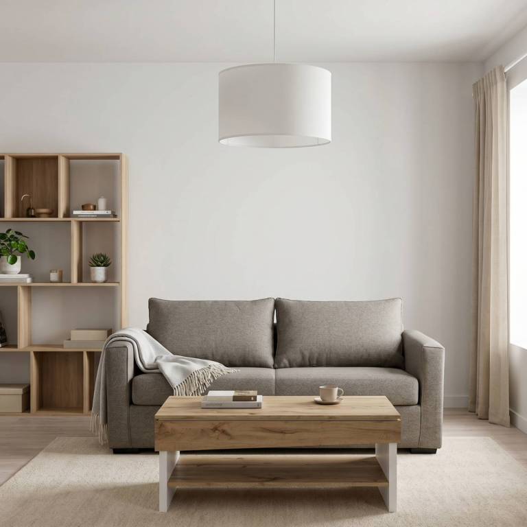 ESSENTIELS PAR CAMIF - Abat-jour pour suspension tissu blanc 40 cm Rania