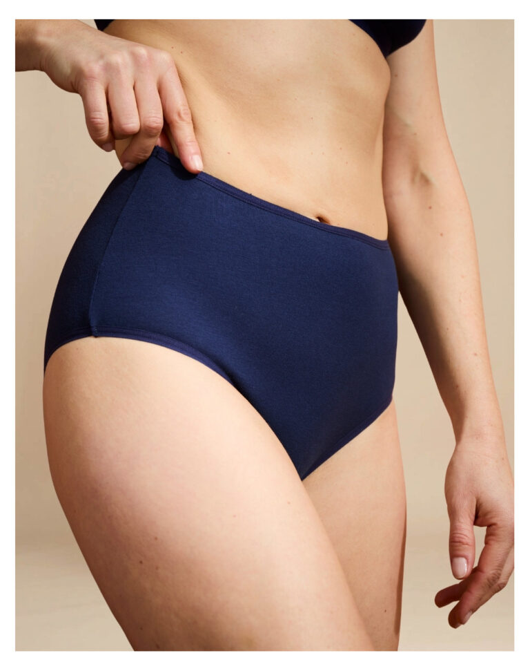 culotte taille haute en coton bio bleu minuit Bleu Minuit