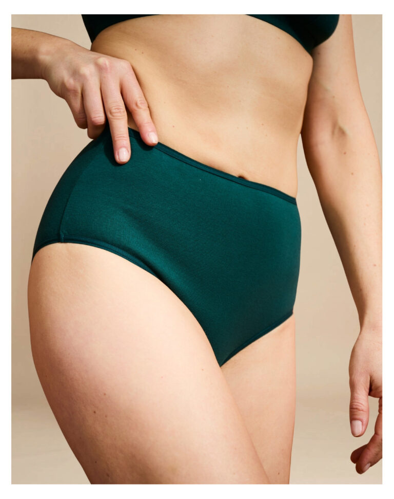 culotte taille haute en coton bio vert cypres Vert cyprès