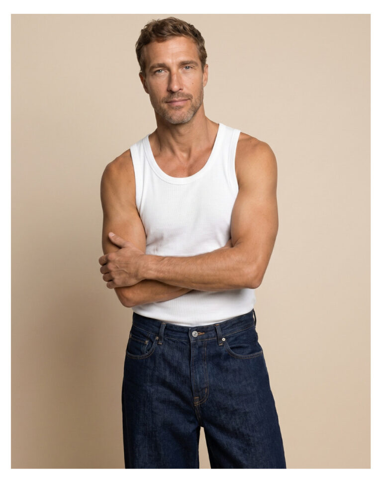 Maison Lemahieu - Débardeur Marcel côte 2x2 - Blanc – 3XL