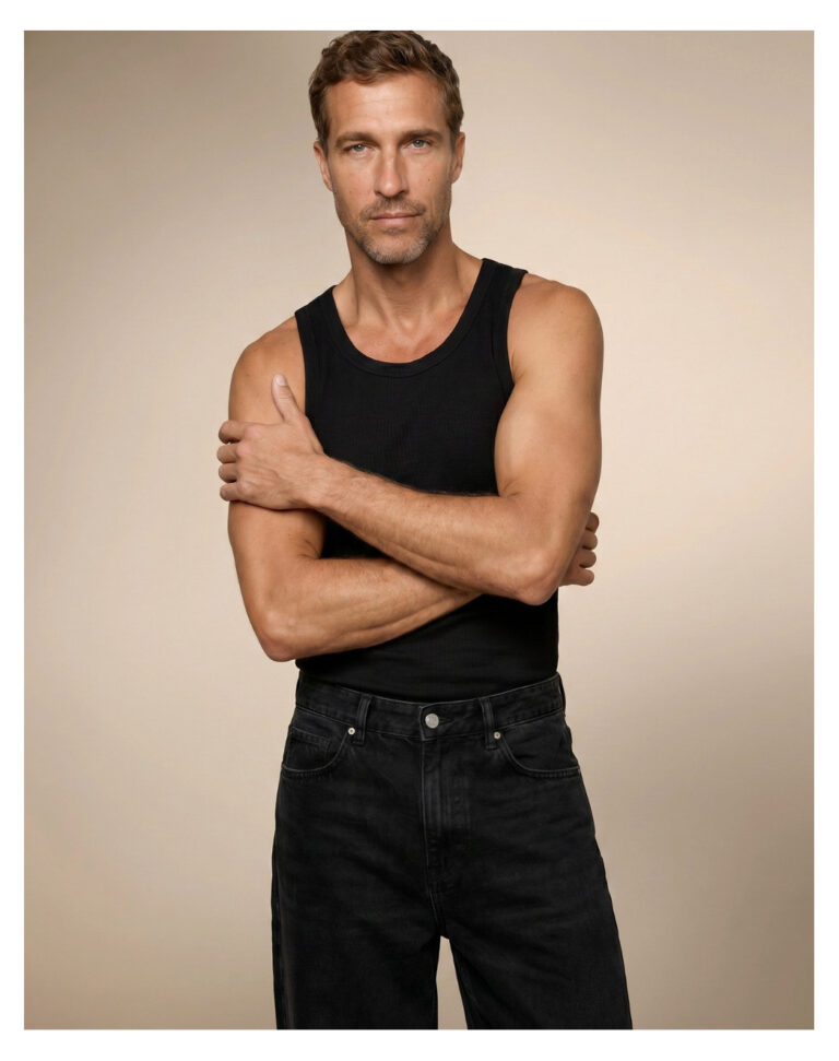 Maison Lemahieu - Débardeur Marcel côte 2x2 - Noir – 2XL