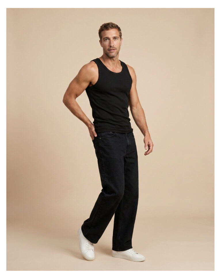 Maison Lemahieu - Débardeur Marcel côte 2x2 - Noir – 2XL