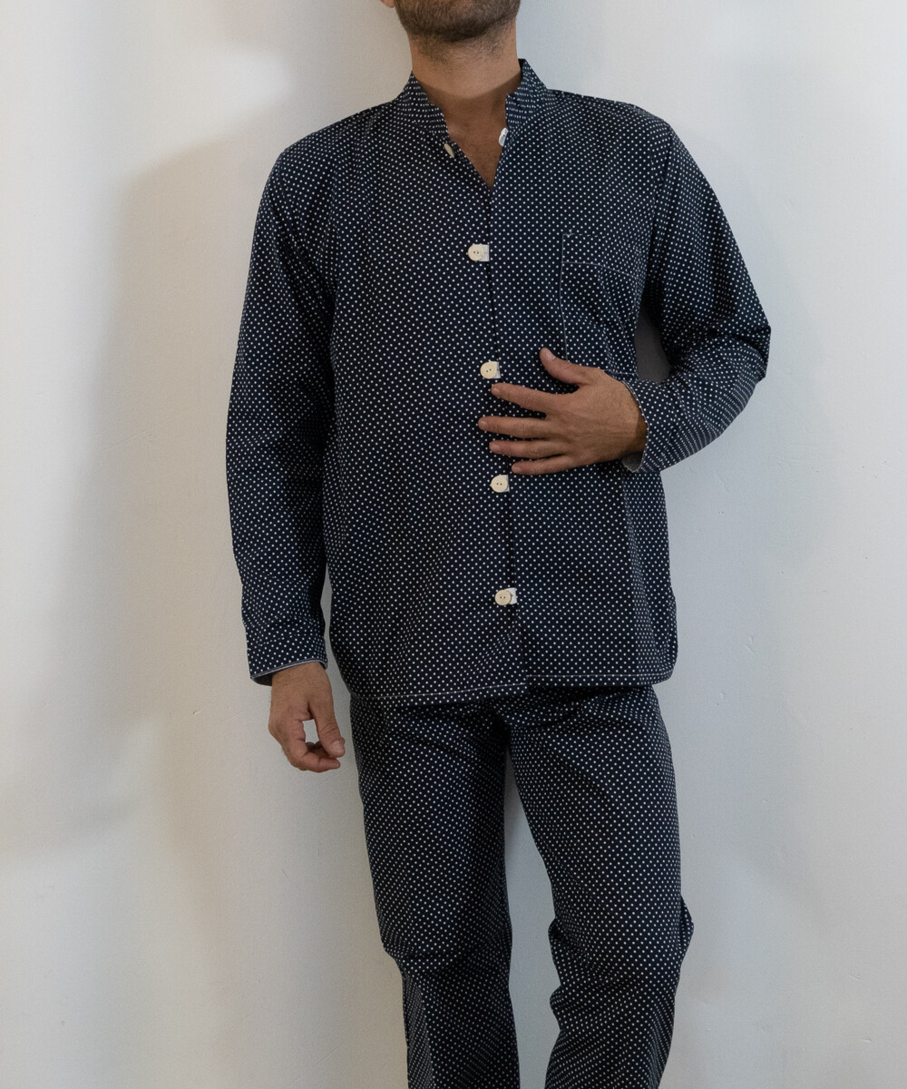 dsc06971 1edfb176 6d79 6eb2 ae21 6347011970c7 Fleurs Pois & Cie - Pyjama homme 100% coton fabriqué en France - Bleu/Blanc