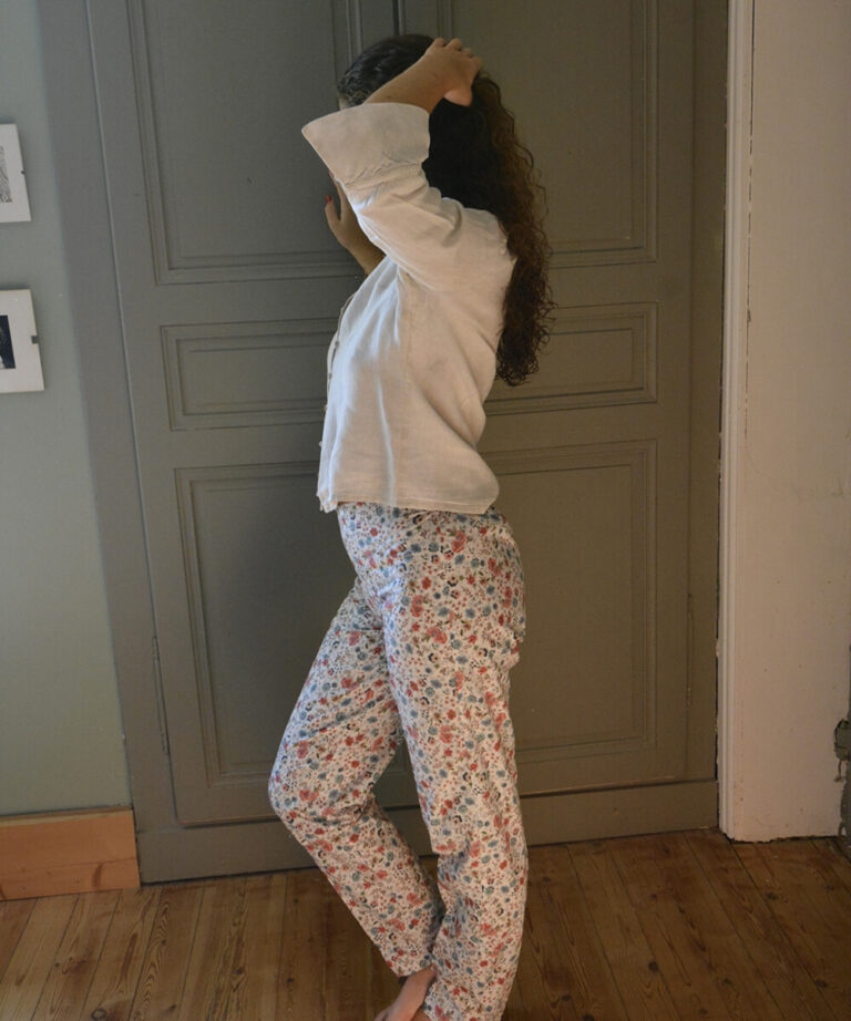 Fleurs Pois & Cie - Pantalon de pyjama femme et/ou de ville - Rouge/Ivoire/Bleu/Rose/Blanc/Noir